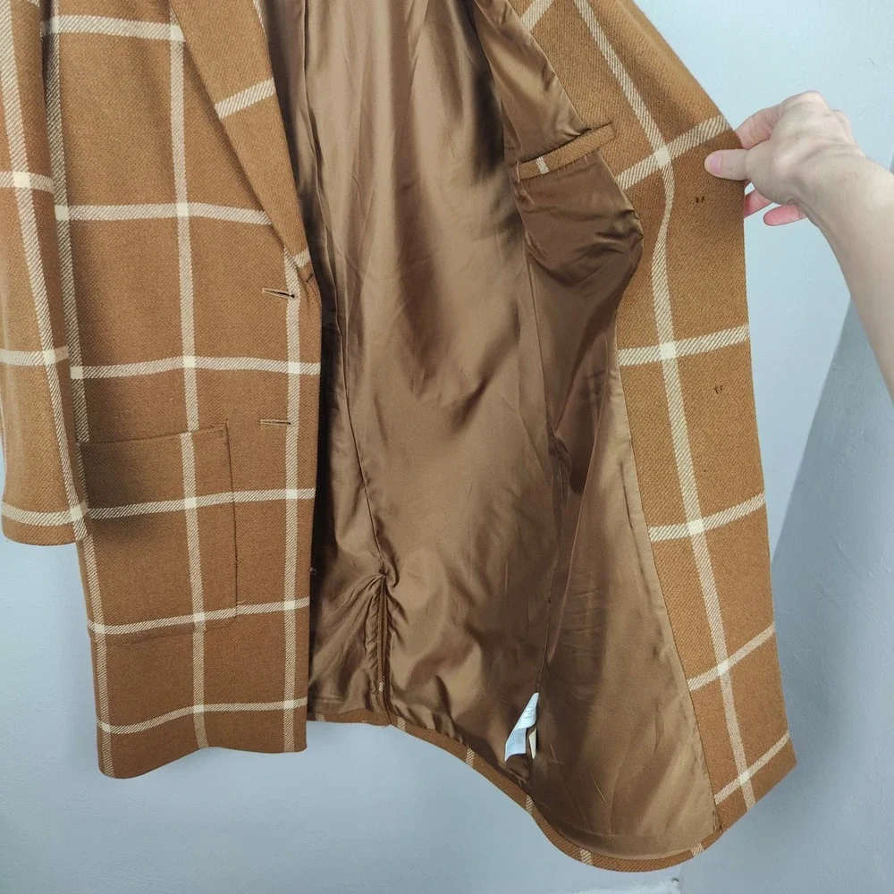 Madewell Windowpane Elmcourt Coat Womens Small Insuluxe Fabric Dried Cedar - Picture 6 of 11